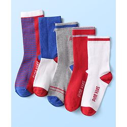 Pine Kids Knit Ankle Length Silvadur Antimicrobial Socks with Color Block Design Pack of 5 - Color May Vary