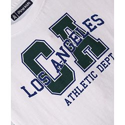 Pine Kids Single Jersey Knit Half Sleeves T-Shirt & Shorts Set With Belt & Los Angeles Print - White & Olive Green