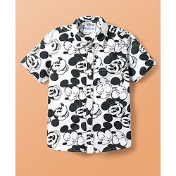 Pine Kids Disney Single Jersey Knit Half Drop Shoulder Sleeves Shirt with T-Shirt & Mickey Mouse Graphics - White & Red