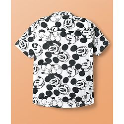 Pine Kids Disney Single Jersey Knit Half Drop Shoulder Sleeves Shirt with T-Shirt & Mickey Mouse Graphics - White & Red