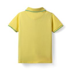 Pine Kids Cotton Knit Half Sleeves Cut & Sew Polo T-Shirt with Patch Detailing - Yellow