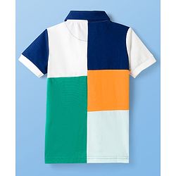 Pine Kids Cotton Knit Polo T-Shirt With Team Player Text Print - Navy Blue  & White