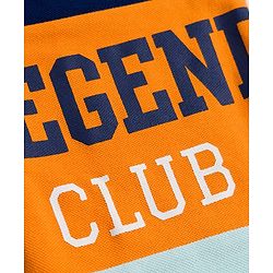 Pine Kids Cotton Knit Polo T-Shirt With Team Player Text Print - Navy Blue  & White