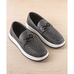Pine Kids Solid Coloured Formal & Party Wear Shoes - Black