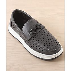 Pine Kids Solid Coloured Formal & Party Wear Shoes - Black