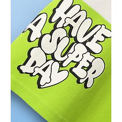 Pine Kids Cotton Knit Half Sleeves Cut & Sew Polo T-Shirt with Text Print - Light Green White & Aqua Blue