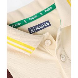 Pine Kids Cotton Knit Half Sleeves Polo T-Shirt With Color Block Design - Multicolor
