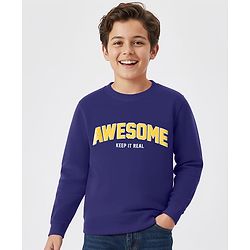 Pine Kids Knit Full Sleeves Sweatshirt With Awesome Print - Navy Blue