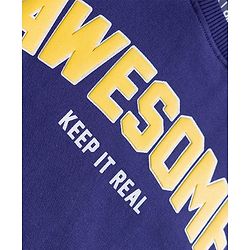 Pine Kids Knit Full Sleeves Sweatshirt With Awesome Print - Navy Blue