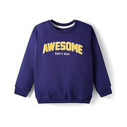 Pine Kids Knit Full Sleeves Sweatshirt With Awesome Print - Navy Blue