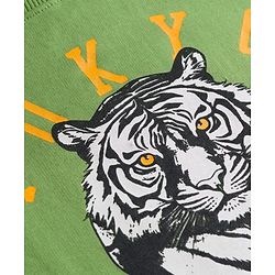 Pine Kids Knit Full Sleeves Pullover Sweatshirt with Tiger Print - Green