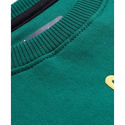 Pine Kids Knit Full Sleeves Sweatshirt With Basketball Print - Mint Green