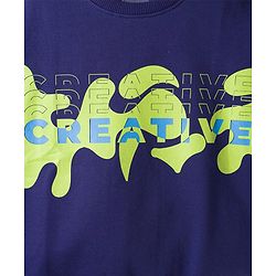 Pine Kids Knit Full Sleeves Sweatshirt With Creative Print - Navy Blue