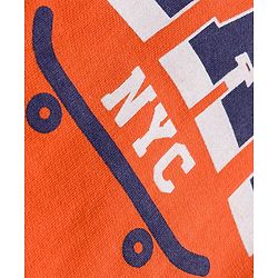 Pine Kids Knit Full Sleeves Sweatshirt With Skateboarding Print - Rust Orange