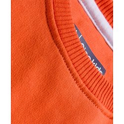Pine Kids Knit Full Sleeves Sweatshirt With Skateboarding Print - Rust Orange