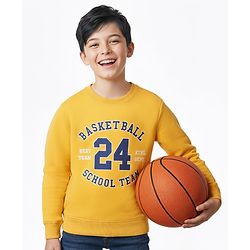 Pine Kids Cotton Knit Full Sleeves Sweatshirt With Text Print - Yellow