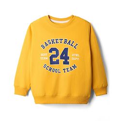 Pine Kids Cotton Knit Full Sleeves Sweatshirt With Text Print - Yellow