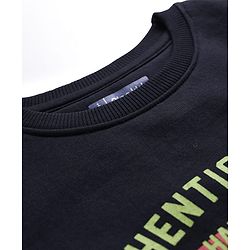 Pine Kids Cotton Knit Full Sleeves Sweatshirt With Text Print - Black