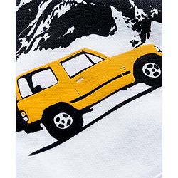 Pine Kids Knit Full Sleeves Pullover Sweatshirt with Travel Theme Print & Kangaroo Pocket - White