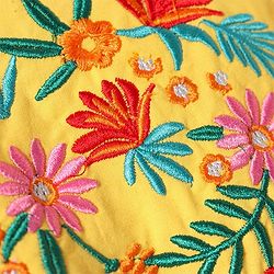 Pine Kids 100% Cotton Half Sleeves Floral Embroidered Frock - Yellow