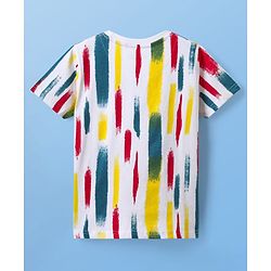 Pine Kids Cotton Knit Half Sleeves Printed T-Shirt - White