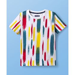 Pine Kids Cotton Knit Half Sleeves Printed T-Shirt - White