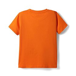 Pine Kids Cotton Knit Half Sleeves T-Shirt with Holiday Print - Orange