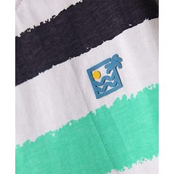Pine Kids Cotton Knit Half Sleeves T-Shirt with Stripes - White