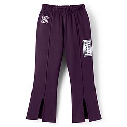 Pine Kids Knit Full Length Lounge Pant With Text Print - Purple
