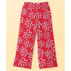 Pine Kids Knit Full Length Lounge Pant With Floral Print - Red