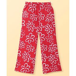 Pine Kids Knit Full Length Lounge Pant With Floral Print - Red