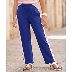 Pine Kids Knit Full Length Lounge Pant With Heart Print - Navy Blue