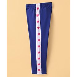 Pine Kids Knit Full Length Lounge Pant With Heart Print - Navy Blue