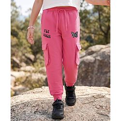 Pine Kids Knit Full Length Lounge Pant With Butterfly Print - Dark Pink