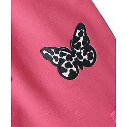 Pine Kids Knit Full Length Lounge Pant With Butterfly Print - Dark Pink
