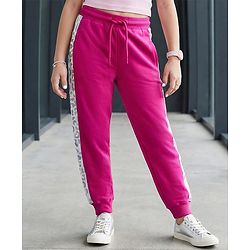 Pine Kids Knit Full Length Lounge Pant With Tape Design - Red