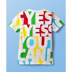Pine Kids 100% Cotton Knit Half Sleeves T-Shirt With Yes You Can Do It Text Print - White