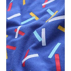 Pine Kids Cotton Knit Half Sleeves Polo T-Shirt with Confetti Print - Blue