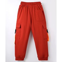 Pine Kids Knit Full Length Lounge Pant With Explore Print & Cargo Pockets - Red