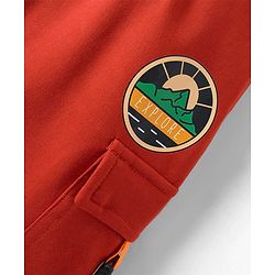 Pine Kids Knit Full Length Lounge Pant With Explore Print & Cargo Pockets - Red