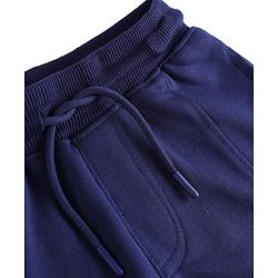 Pine Kids Cotton Knit Full Length Cut & Sew Text Printed Lounge Pant - Navy Blue