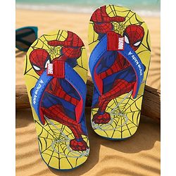 Pine Kids Marvel Slip On Flip Flops With Spiderman Print - Yellow & Blue