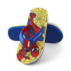 Pine Kids Marvel Slip On Flip Flops With Spiderman Print - Yellow & Blue