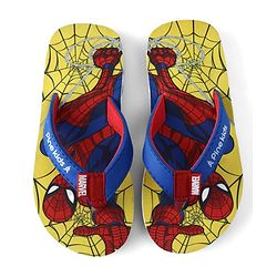 Pine Kids Marvel Slip On Flip Flops With Spiderman Print - Yellow & Blue