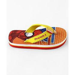 Pine Kids Marvel Slip On Flip Flops With Spiderman Print - Red & Orange
