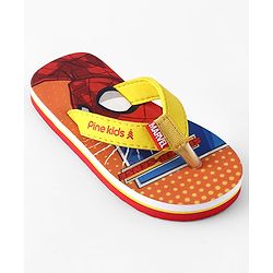 Pine Kids Marvel Slip On Flip Flops With Spiderman Print - Red & Orange