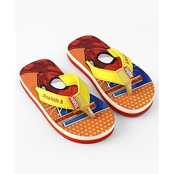 Pine Kids Marvel Slip On Flip Flops With Spiderman Print - Red & Orange