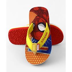 Pine Kids Marvel Slip On Flip Flops With Spiderman Print - Red & Orange