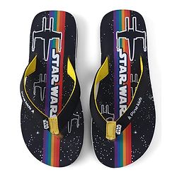 Pine Kids Lucas Slip On Flip Flops with Star War Print - Black