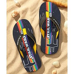 Pine Kids Lucas Slip On Flip Flops with Star War Print - Black